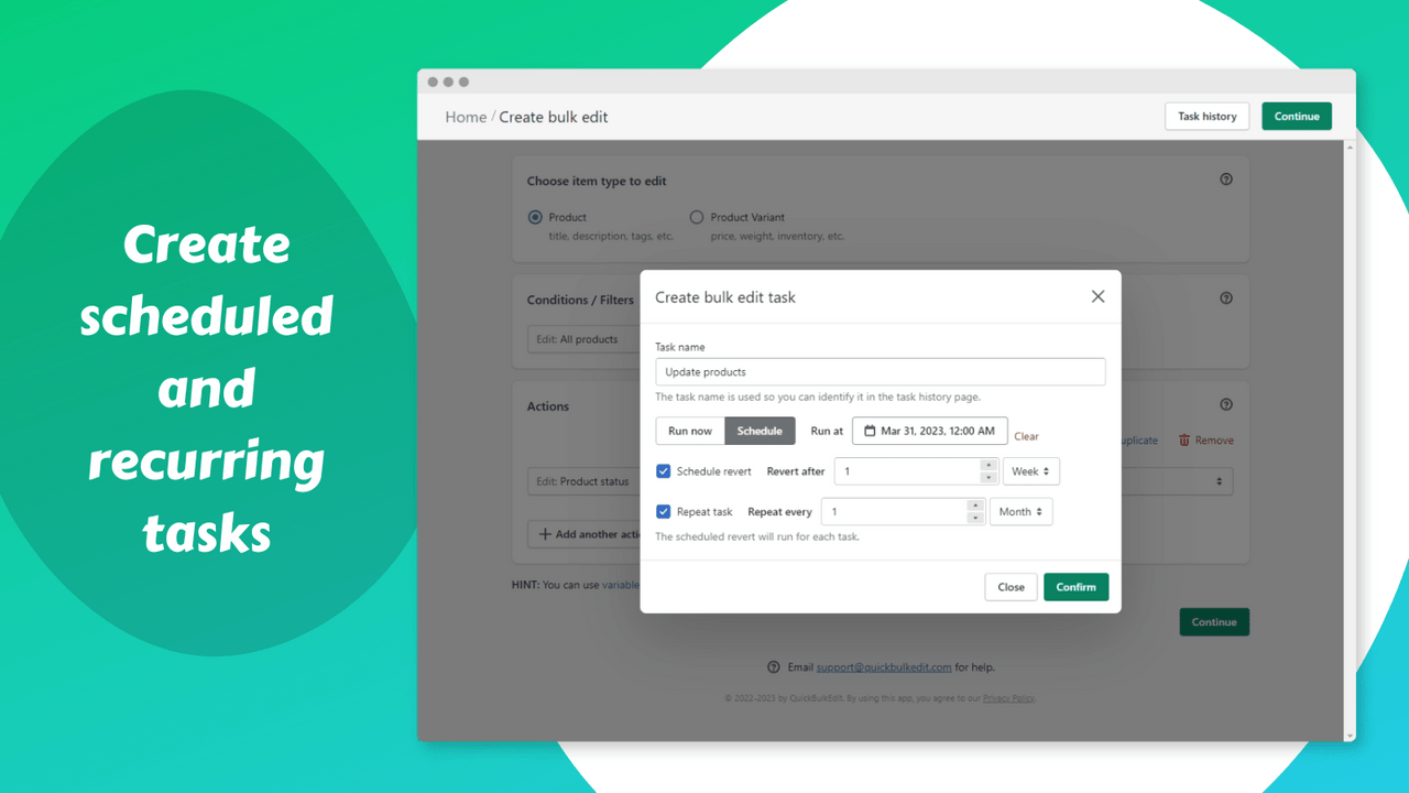 Create scheduled and recurring tasks