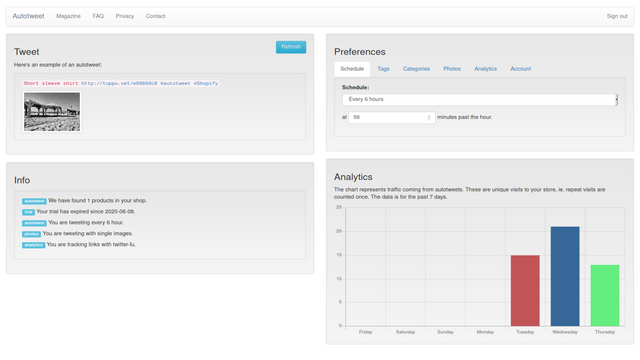 Pré-visualização do tweet e painel de configurações