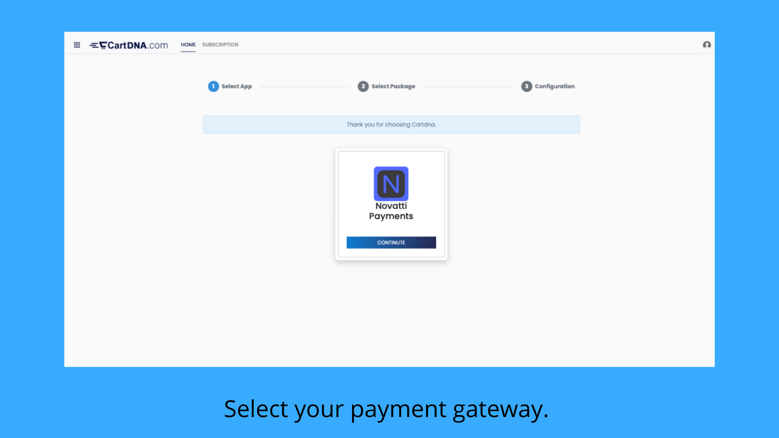 Select your payment gateway.