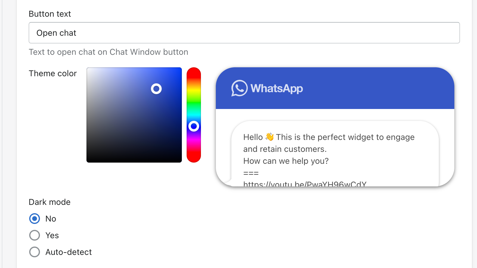 Supchat Whatsapp Button Screenshot