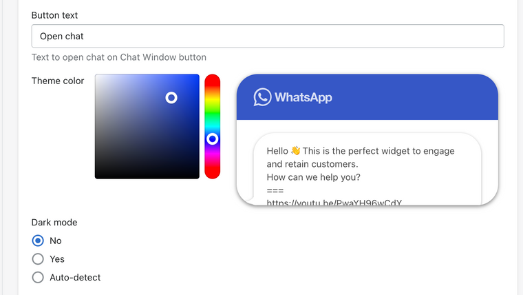 Supchat Whatsapp Button Screenshot