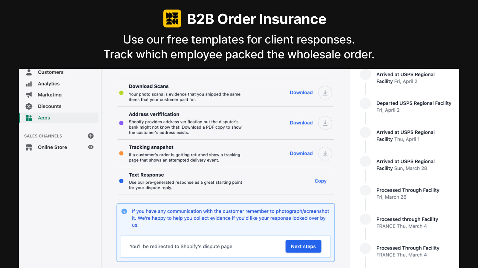 B2B Order Insurance Screenshot