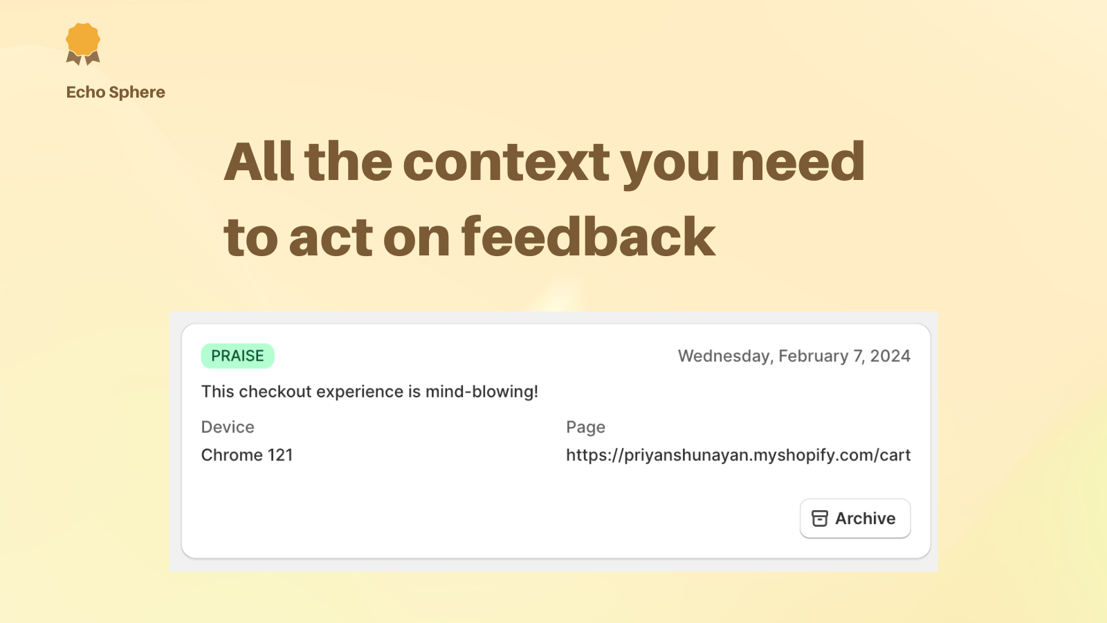 mostra o cartão de feedback