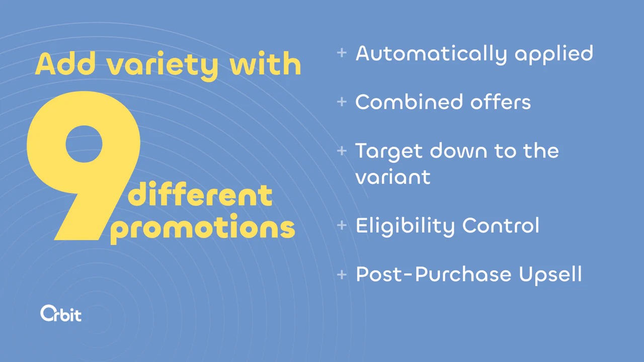 Añade variedad con 9 promociones diferentes que se aplican automáticamente