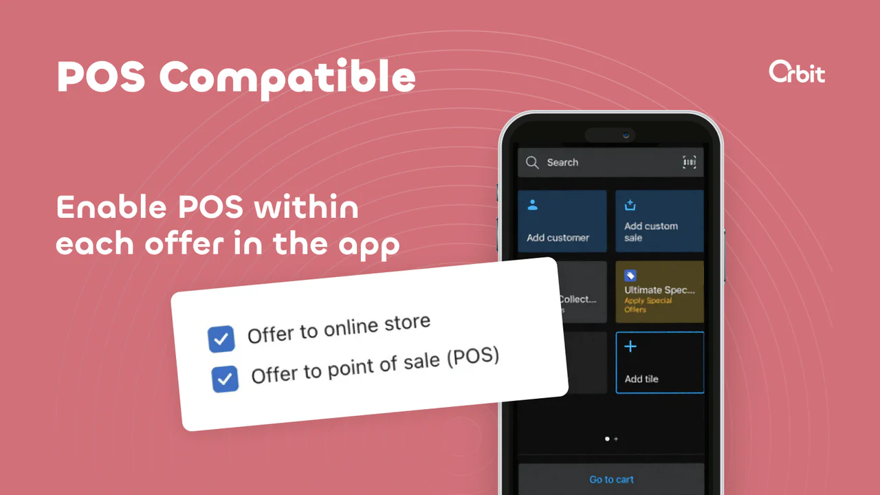 POS compatible, enable the POS option in each offer as needed