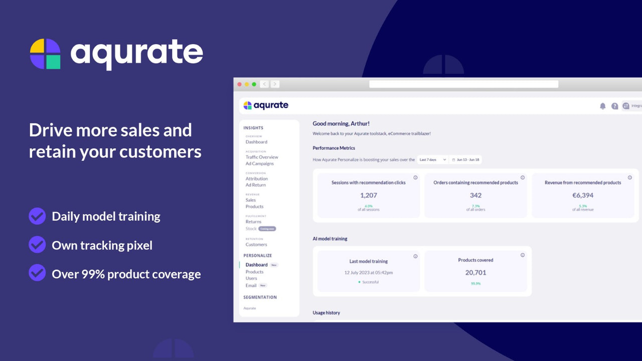 The Aqurate dashboard - daily retraining and great coverage