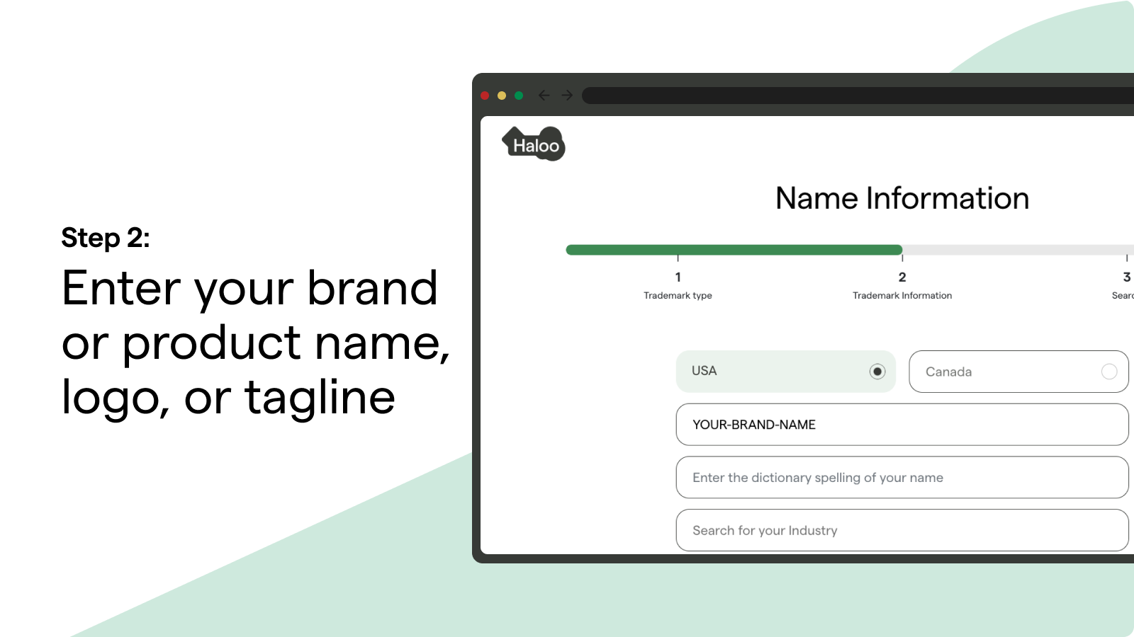 Step 2: Provide trademark information