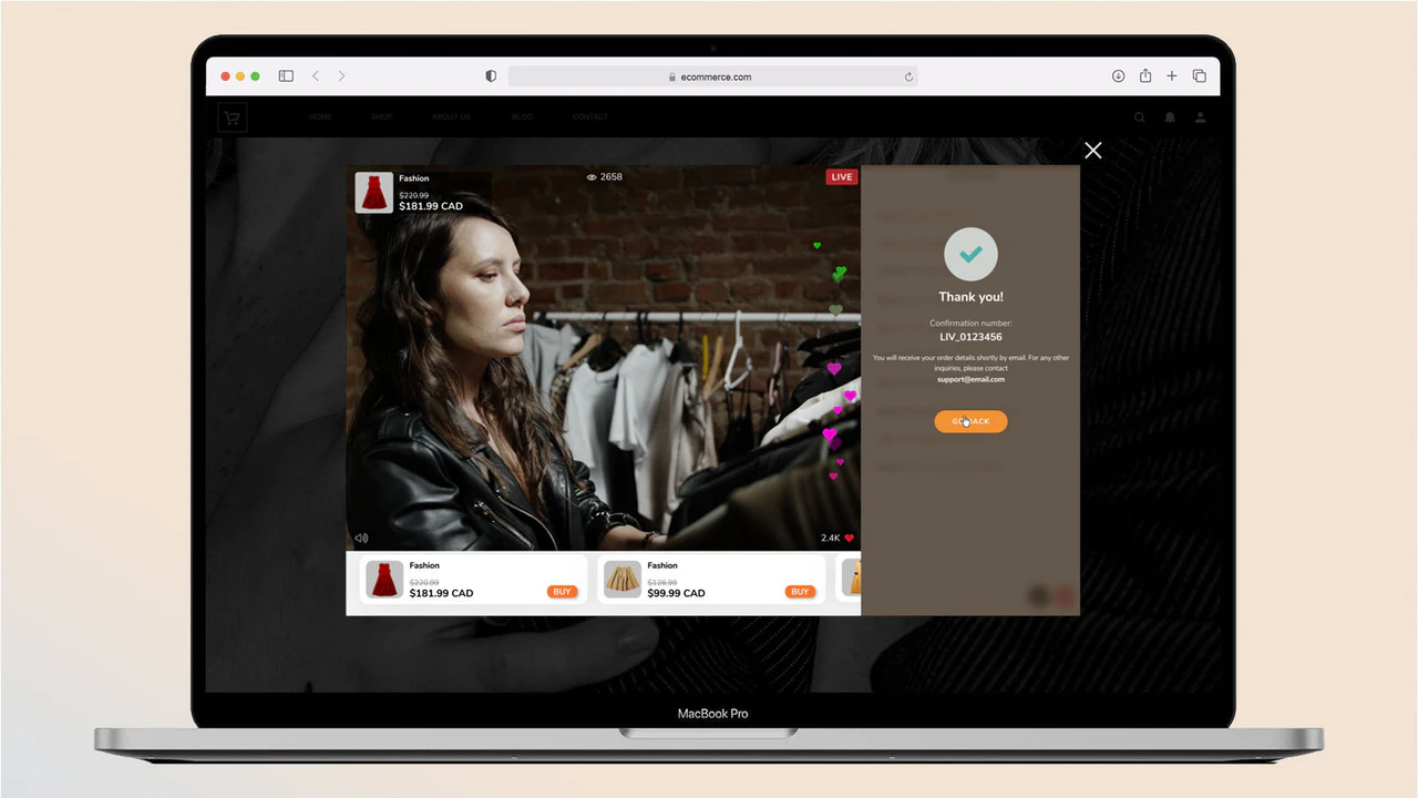 Live Shopping Desktop Embed View - Afrekenen