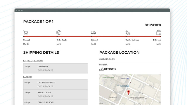 Horizontale lay-out van de trackingpagina