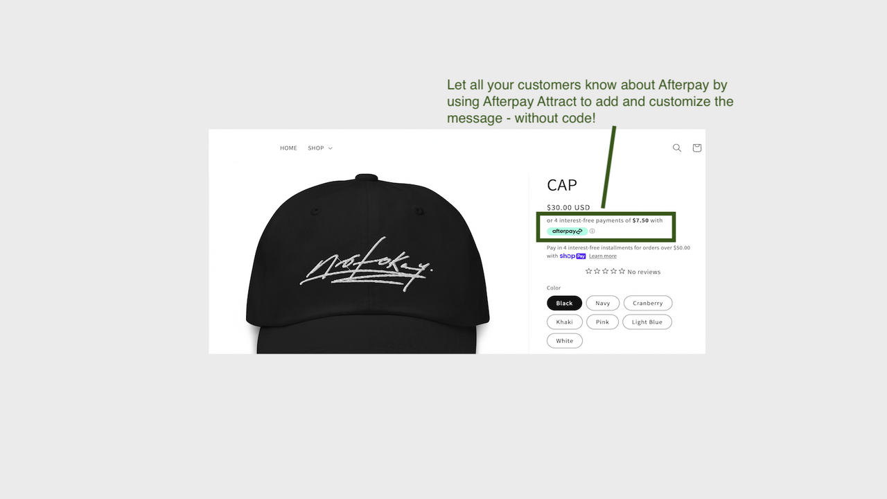 let customers know that you offer Afterpay by adding messaging!