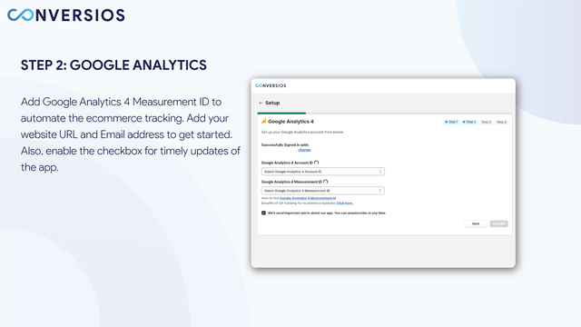 Conversios Google Analytics 4 - App indstillinger (kunde event)