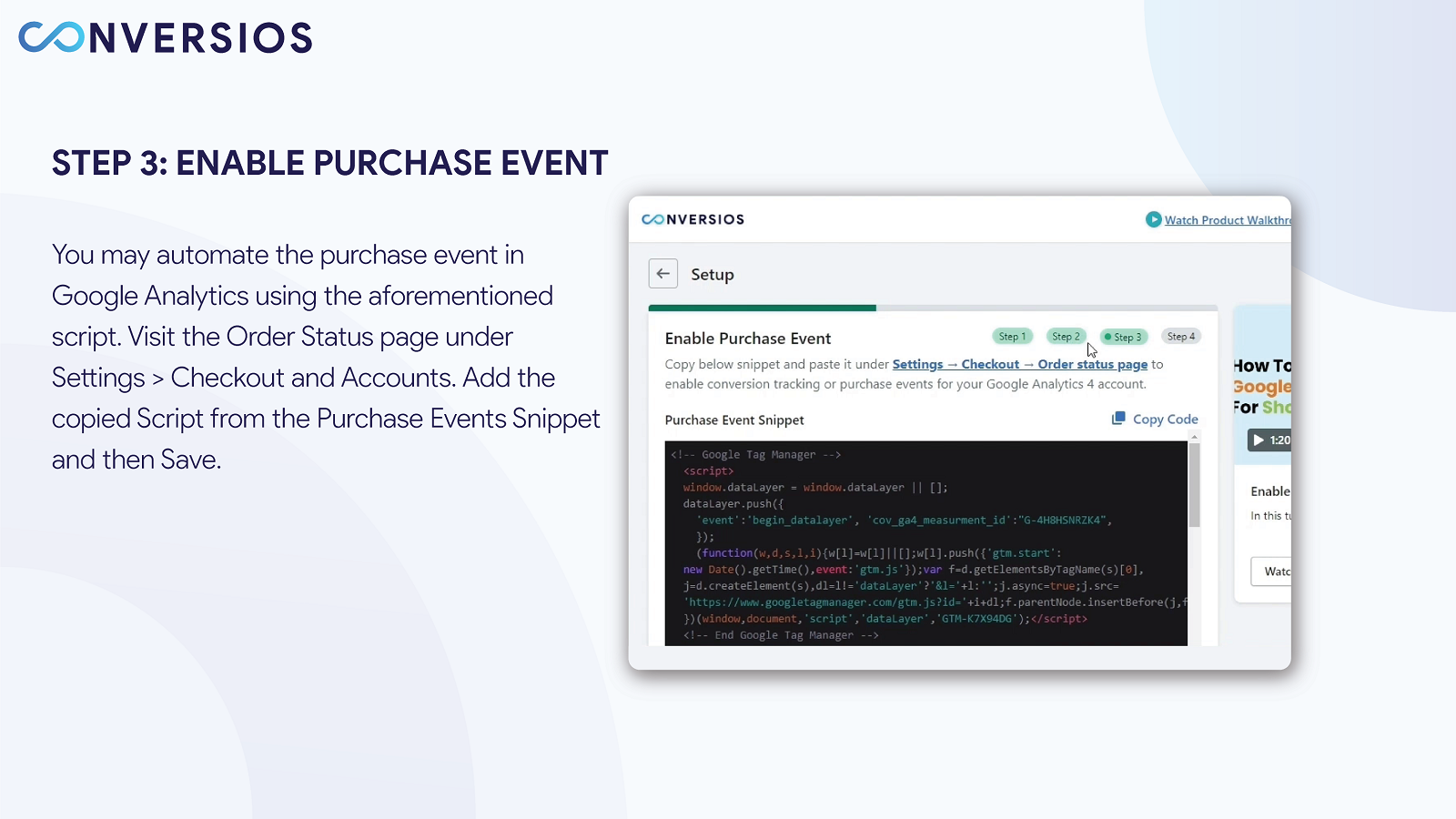 Inschakelen Purchase Event