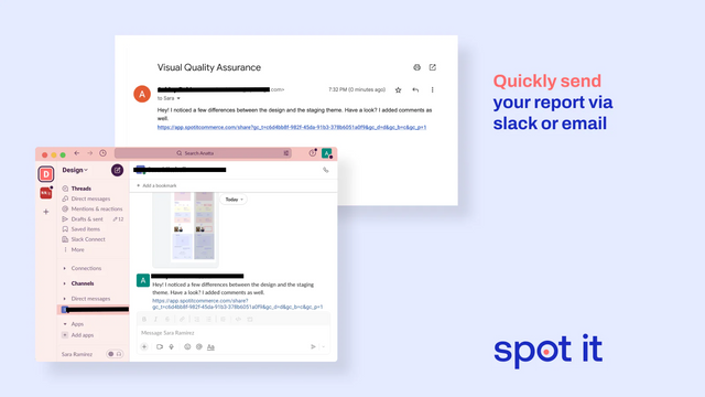 Envoyez rapidement votre rapport via Slack ou par email