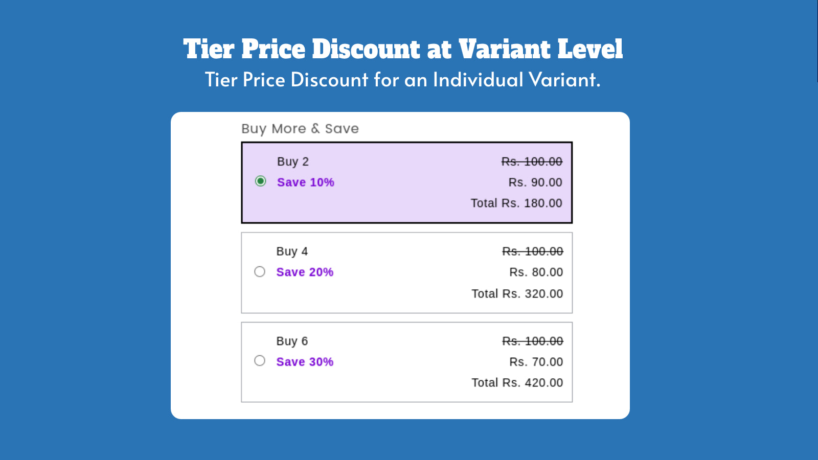 Precio por nivel en el nivel de variante