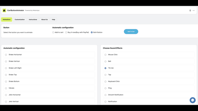 Configuraciones de Animación y Efectos de Sonido