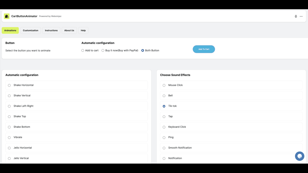 Animation and Sound Effect Settings