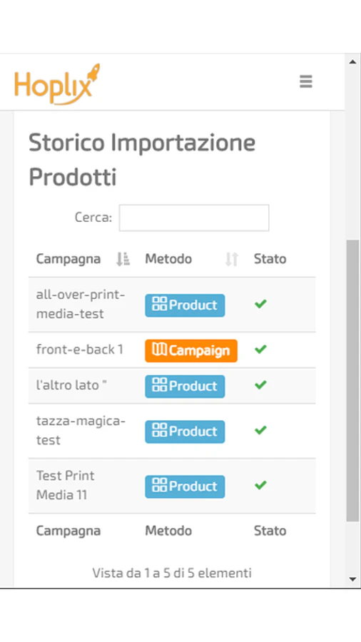 Hoplix Print on Demand - Responsive Import History