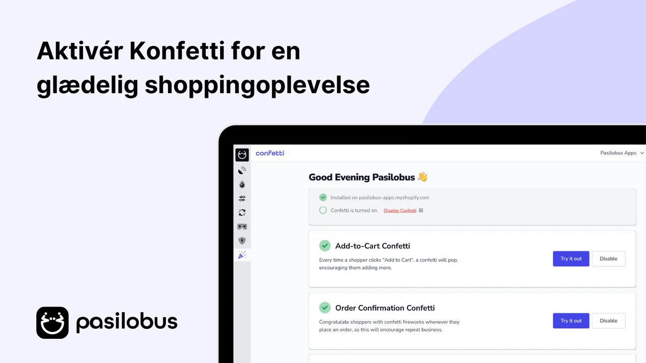 Aktivér Konfetti for en glædelig shoppingoplevelse