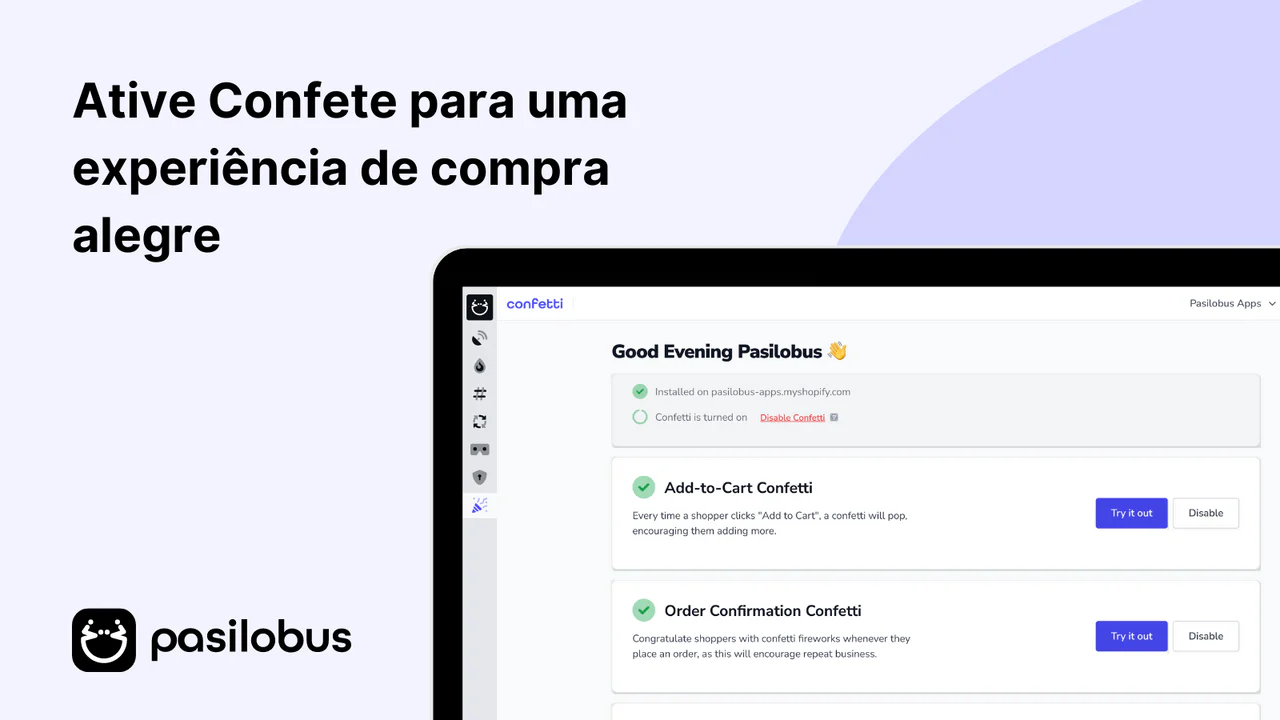 Ative Confete para uma experiência de compra alegre