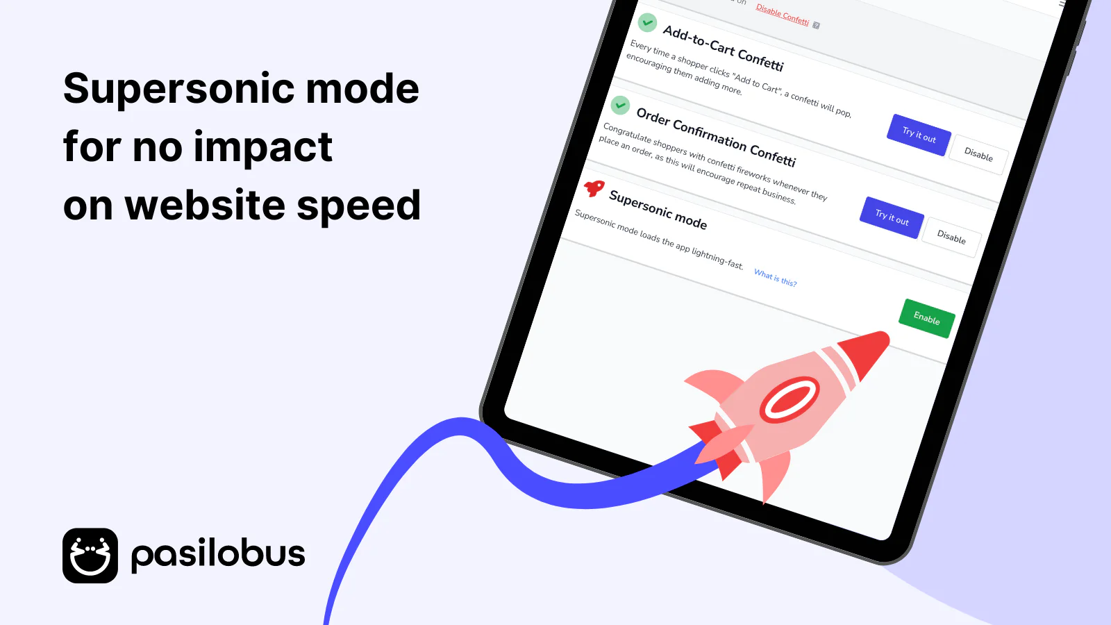 Supersonic mode for no impact on website speed - Confetti