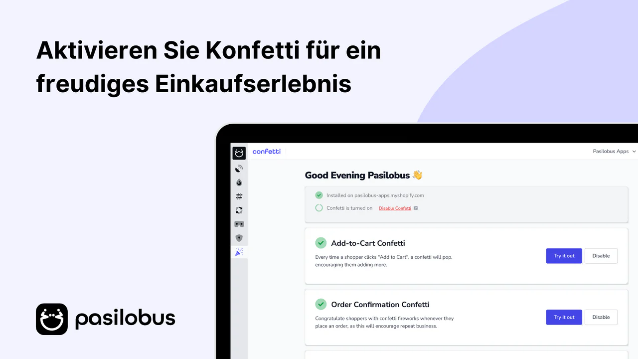 Aktivieren Sie Konfetti für ein freudiges Einkaufserlebnis