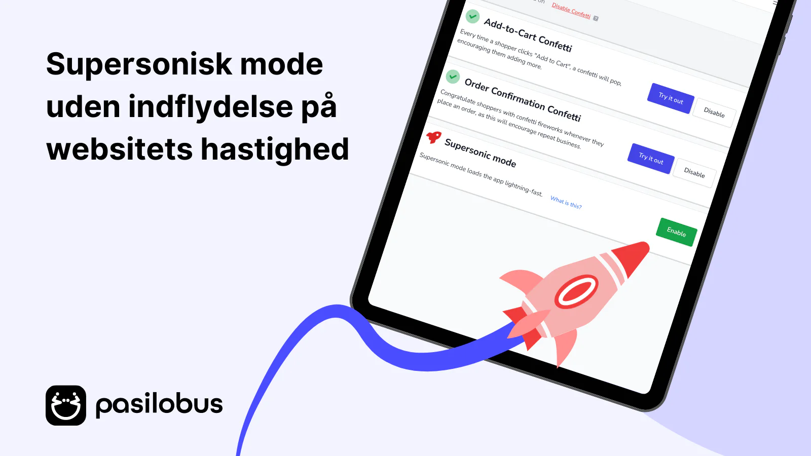 Supersonisk mode uden indflydelse på websitets hastighed