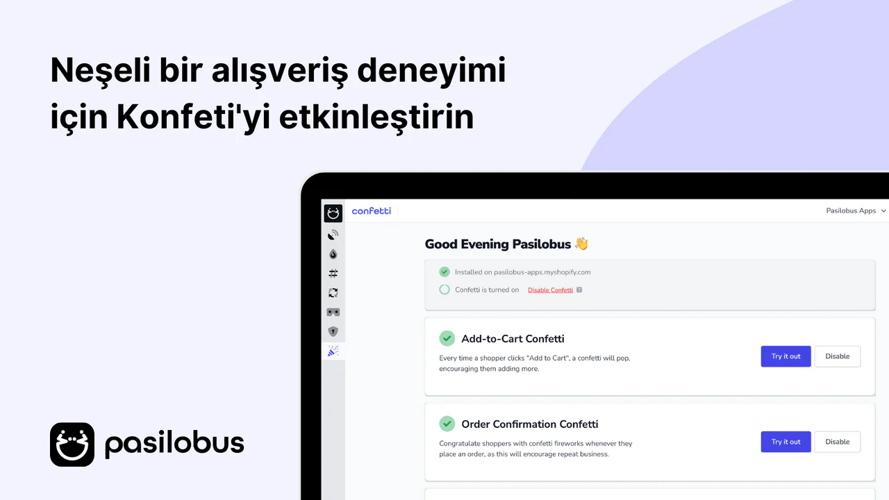 Neşeli bir alışveriş deneyimi için Konfeti'yi etkinleştirin