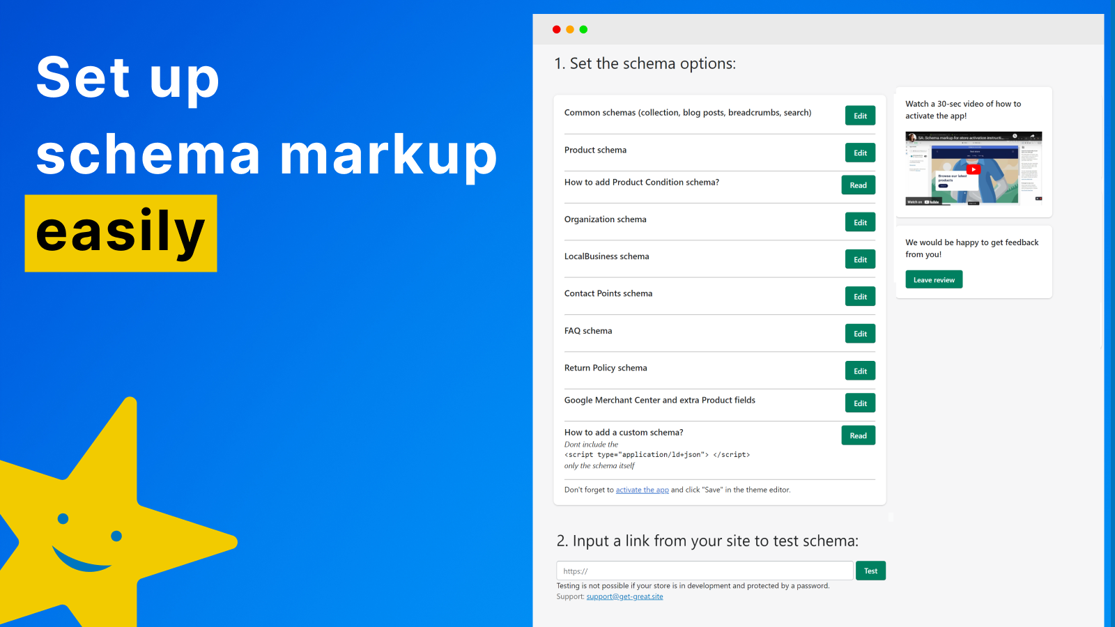 Schema Markup Settings - easy and flexible