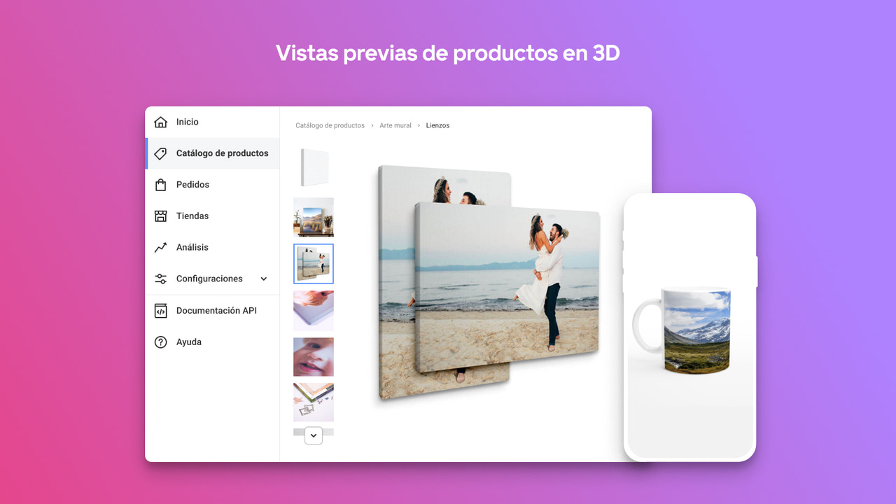 Vistas previas de productos en 3D