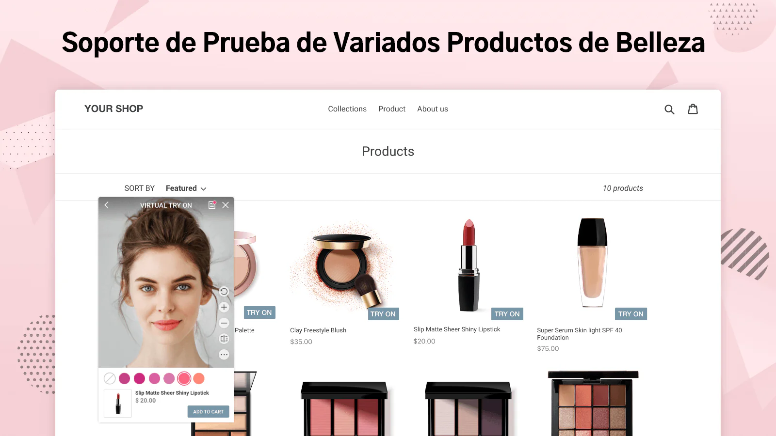 Soporte de Prueba de Variados Productos de Belleza