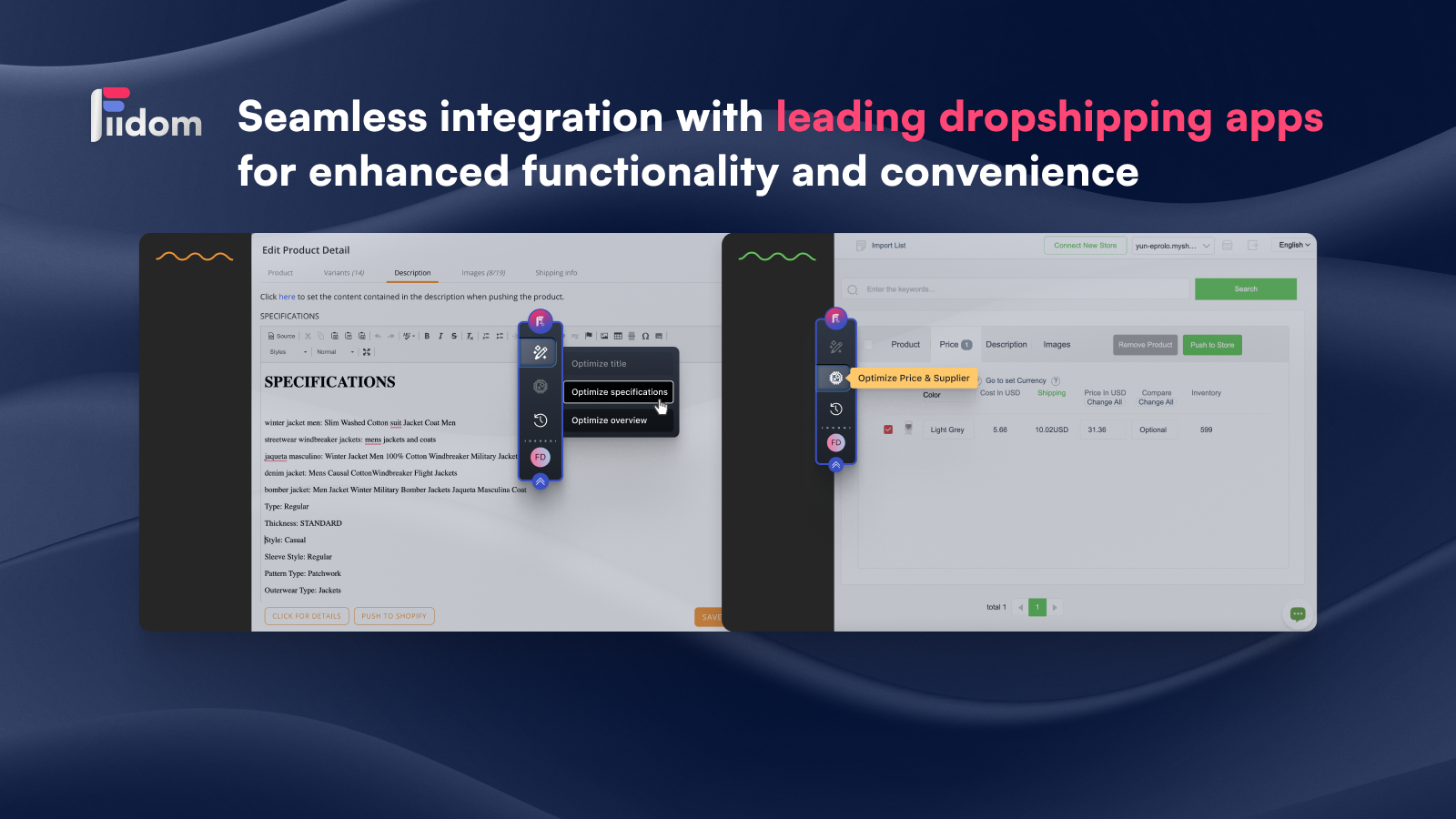 Seamless integration with top dropshipping apps: DSers, Zendrop.