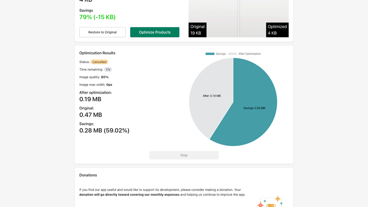 PixelPress - Section d'informations sur l'optimisation