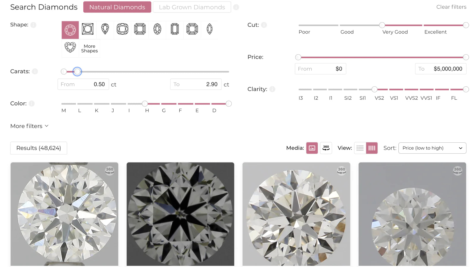 Recherche de diamants Shopify Nivoda