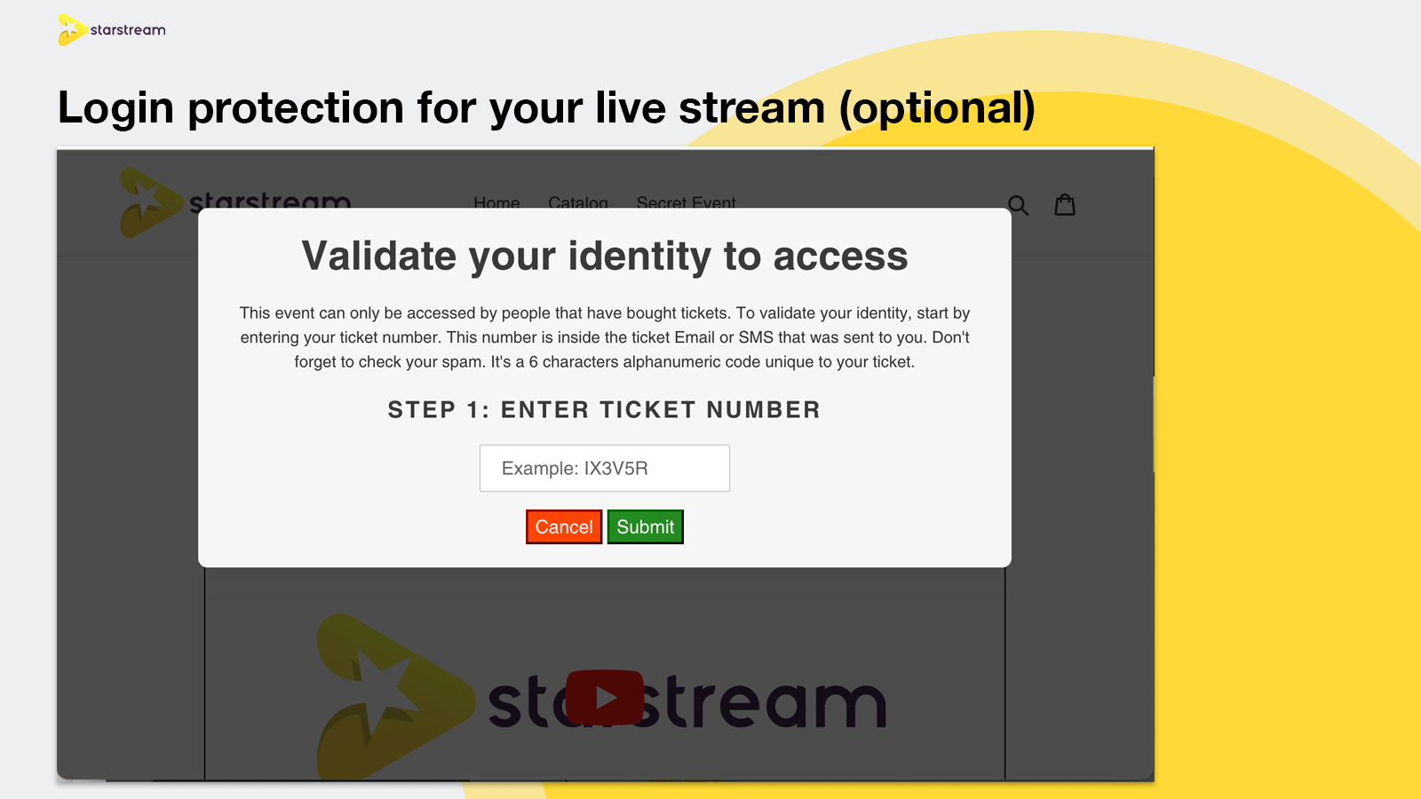 Login protection pour les live stream (optionel)