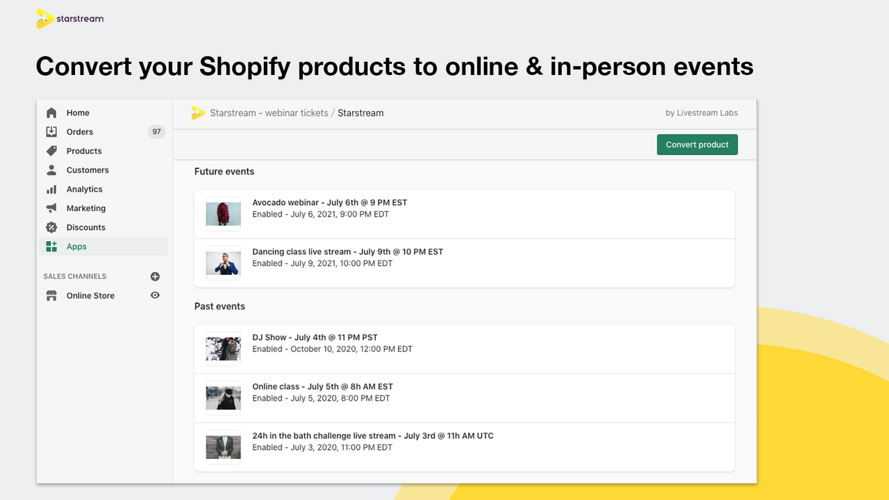 Convert your products to online and in-person events
