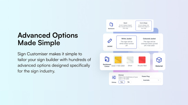 Fácil de atualizar e alterar opções para o customizador de letreiros