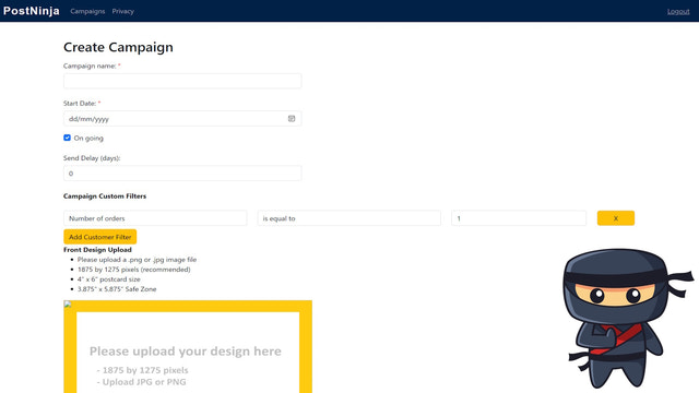PostNinja Maak een nieuwe campagne screenshot