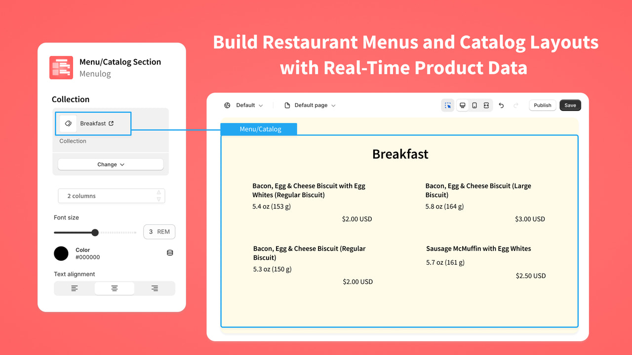 Crea Menús de Restaurantes y Catálogos de Productos con Datos en Tiempo Real