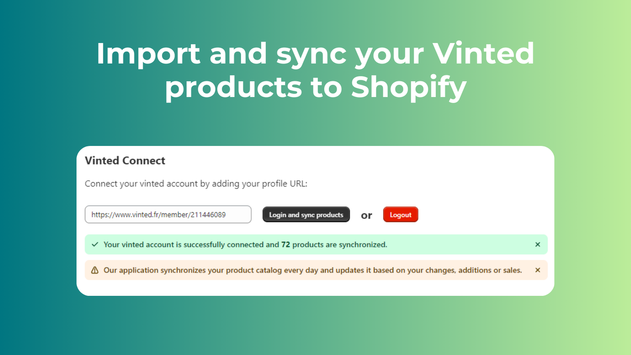 将您的Vinted产品导入并同步到Shopify