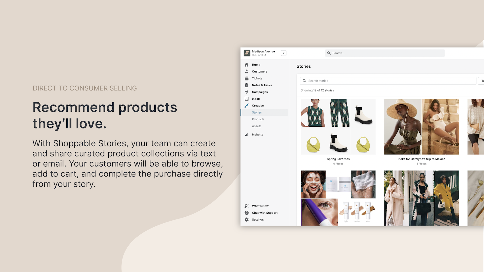 Curate and share product recommendations over email and text.