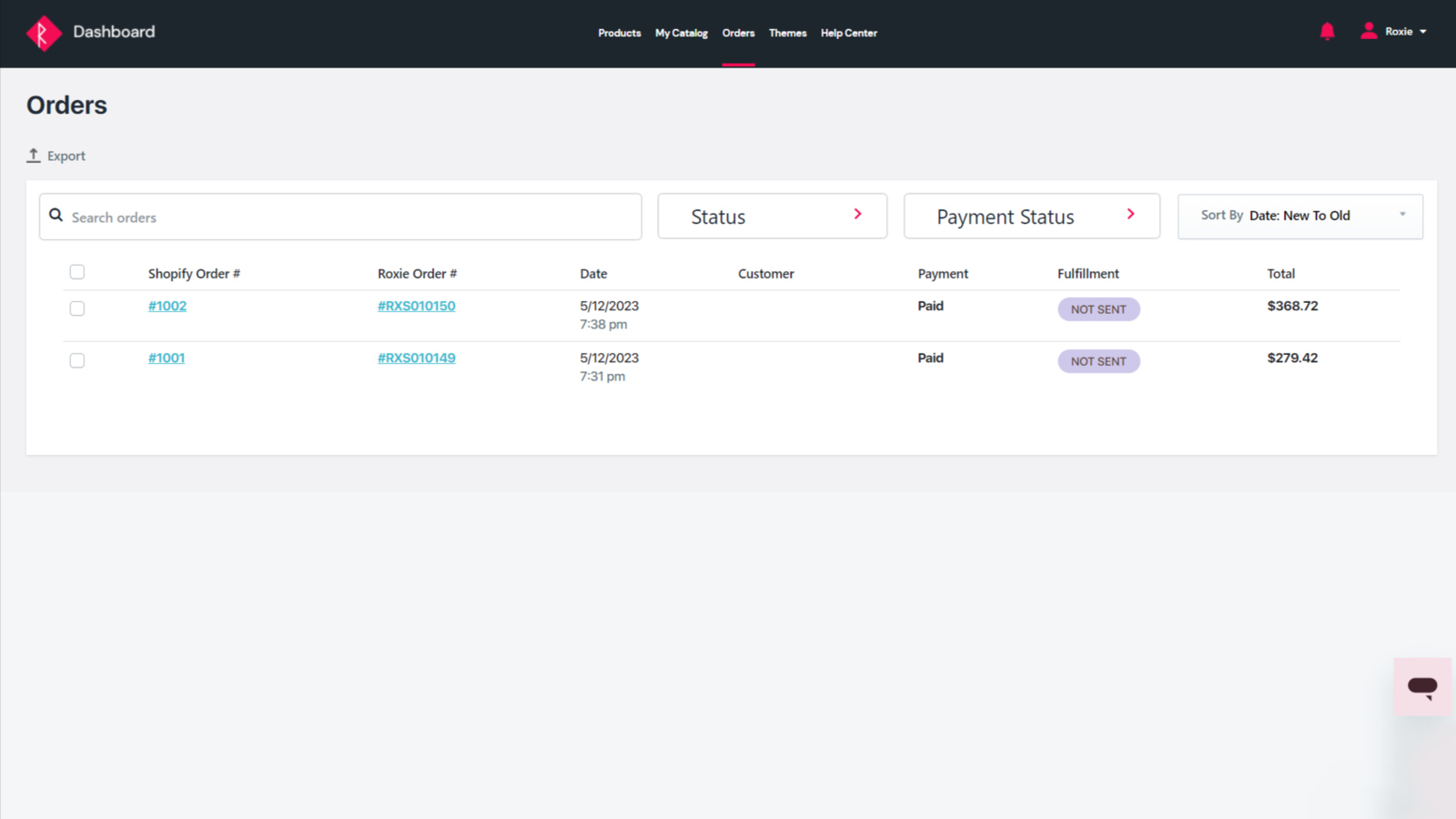 Interface de gestion des commandes pour les marchands