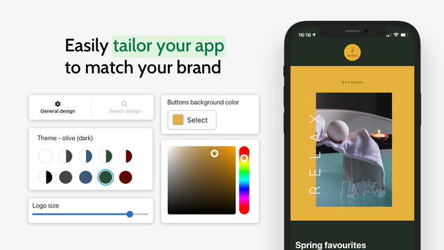 Personnalisez facilement votre application pour correspondre à votre marque