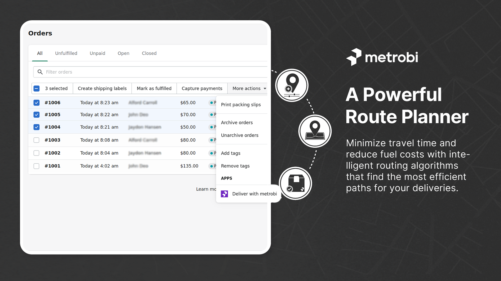 Metrobi Local Delivery Planner Screenshot