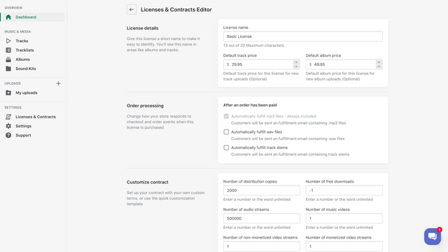 Criar Licenças e Contratos