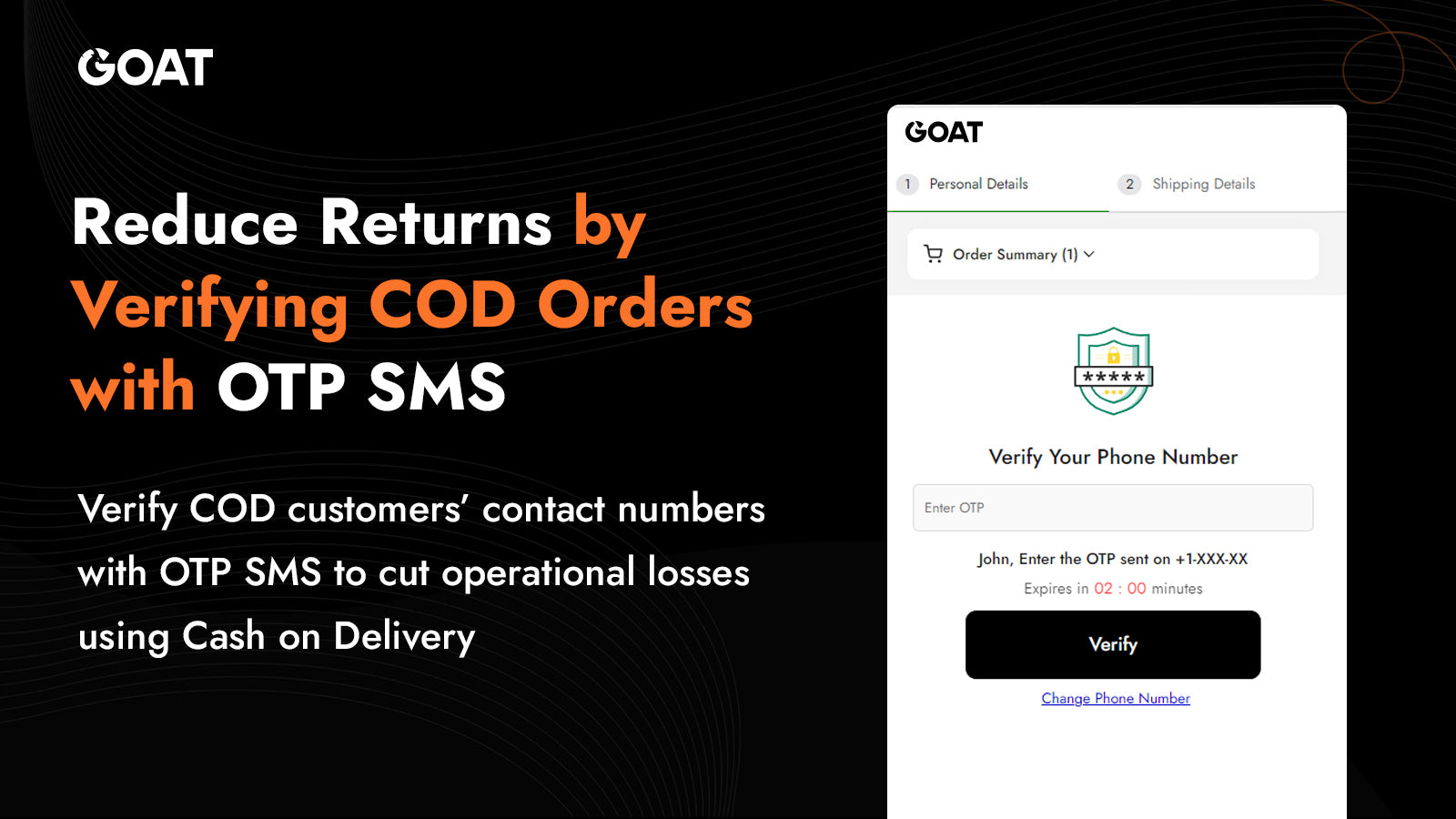 GOAT COD Form, Upsells & OTP Screenshot