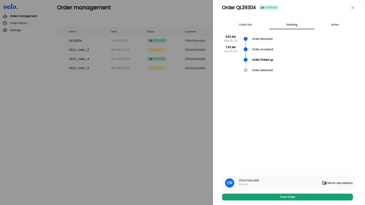 Order tracking