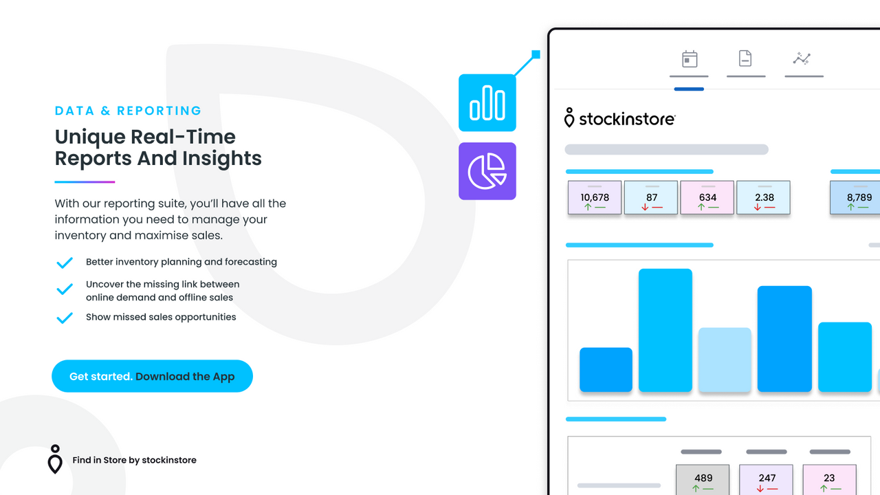La aplicación stockinstore Find in Store accede a informes en tiempo real