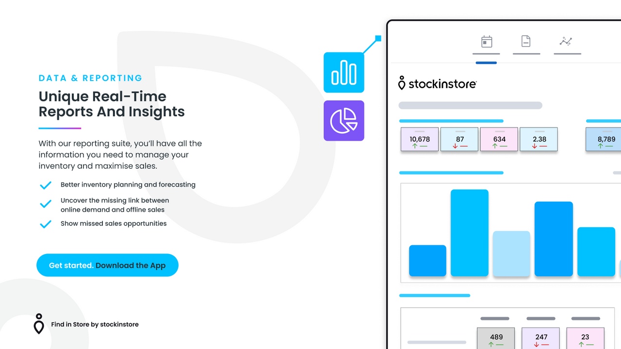 L'application stockinstore Find in Store accède à des rapports en temps réel