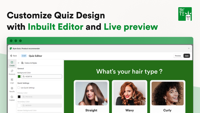 Edit recommender quizzes/surveys with full design customization