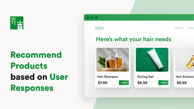 Map your user responses to personalize recommended products